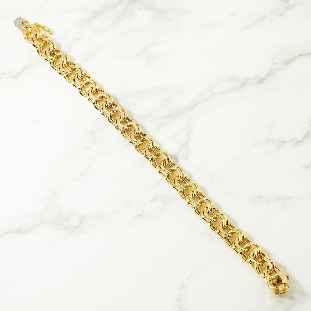 14k yellow gold circular link bracelet